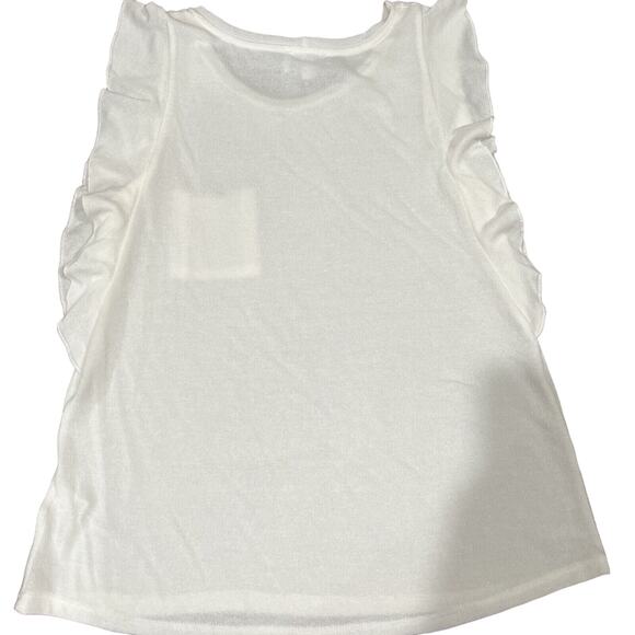 Jun & Ivy Shirt M‎ White Flutter Sleeve Sleeveless Pocket Blouse Classic Preppy - Picture 2 of 13